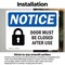 Signmission Door Must Be Locked After Use Sign With Symbol, 7 in W x Rectangle, Vinyl Decal OS-2PACK-NS-D-57-L-11500 - alternate 2